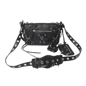 BALENCIAGA LE CAGOLE XS shoulder bag black pierced edges